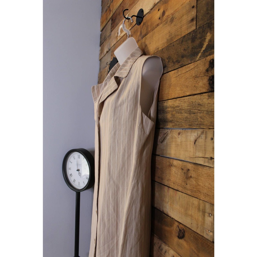 SALE-Sherry Taylor women's wheat colored stripped shirt dress size M - Picture 9 of 12